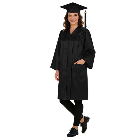 CAIVO High School Graduation Gown and Cap With Tassel And Gown Graduation Dress Adults Male And Female Graduate Solid Color Gown Outfit Sets Clothes Sets