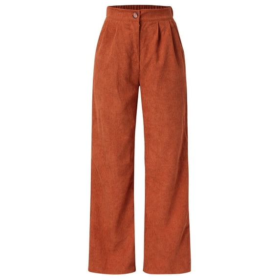 CAIVO High Waist Cord Wide Leg Pants Straight Trousers Women Big Size Corduroy Pants Trousers Solid Color Daily Slacks Birthday