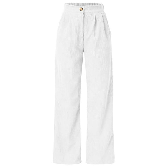 CAIVO High Waist Cord Wide Leg Pants Straight Trousers Women Big Size Corduroy Pants Trousers Solid Color Daily Slacks Leisure