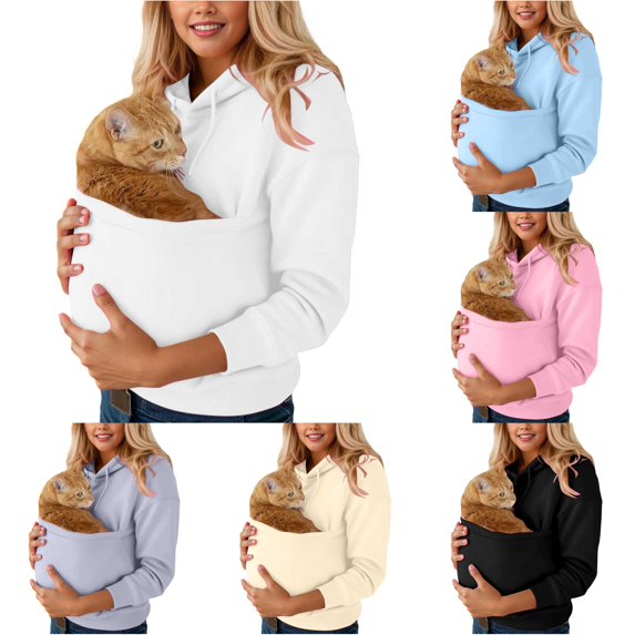 CAIVO Hoodies For Women Casual Solid Color Pocket Long Sleeve Hooded Sweatshirt Pullover Tops Workout Dailywear