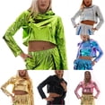 thumbnail image 1 of CAIVO Hoodies For Women Cropped Hoodie Long Sleeve Pullover Oversized Casual Streetwear Tops For Ladies Solid Color Vacation Sweatshirts, 1 of 3