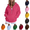thumbnail image 1 of CAIVO Hoodies For Women Cozy Casual Full Zip Hoodie With Pocket For Lightweight Solid Color Long Sleeve Sweatshirt For Everyday Wear Cold Weather Tops, 1 of 4