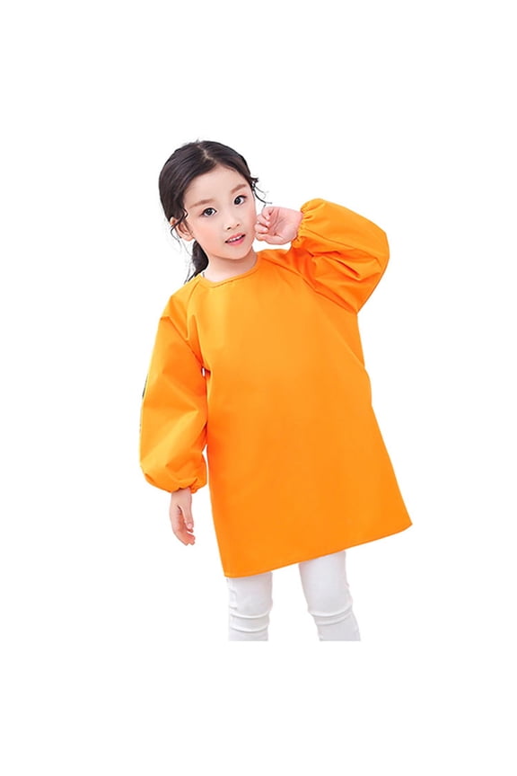Kid Art Smock Solid Color Apron For Children Printed Artist Painting Aprons Smocks With Long Sleeve Versatile Toddler Daily Wear