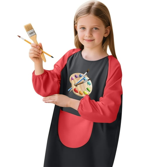 CAIVO Kids Art Smock With Long Sleeves Painting Apron Children Boys Girls Craft Protective Coverall With Pocket Cozy Toddler Clothing