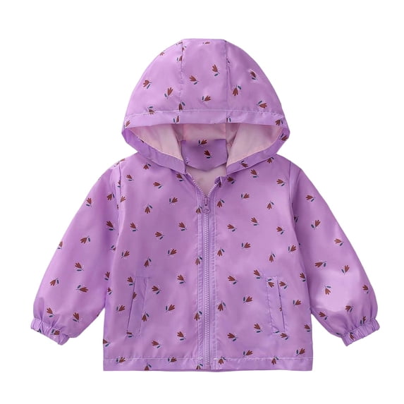 CAIVO Kids Boys Girls Coats Hooded Prints Jacket Toddler Windproof Zipper Outwear Long Sleeve Trendy Outerwear