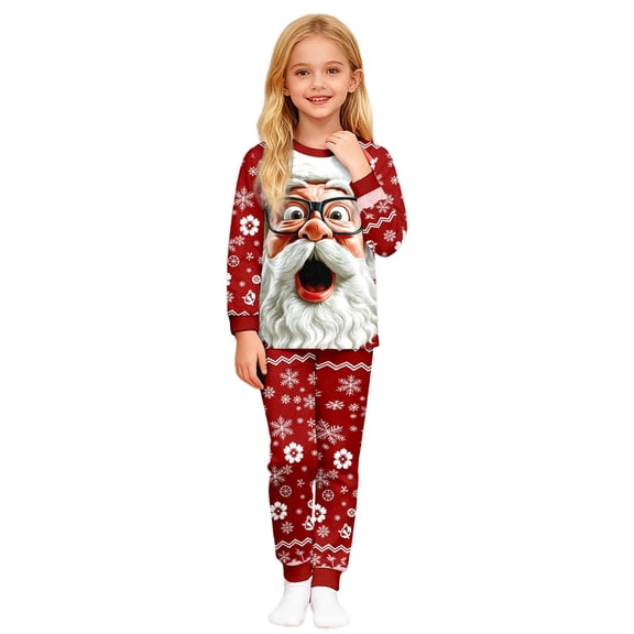 CAIVO Kids Boys Themed Long Sleeve Home Cozy Holiday Print Home Two Piece Outfit Sets For Festive Family Nights And Seasonal Comfort Cozy Clothes Sets
