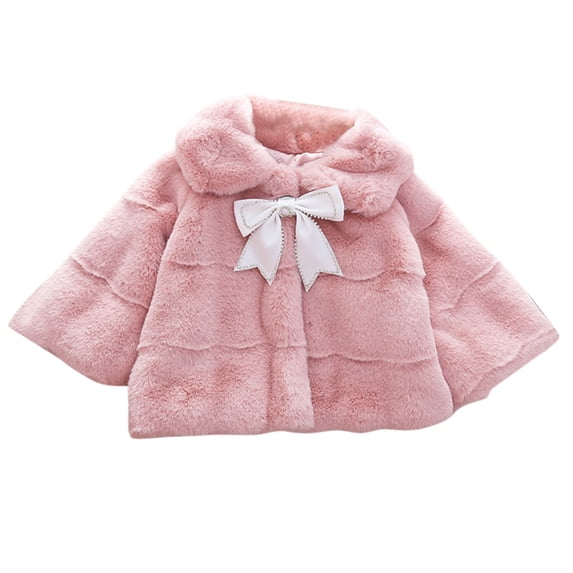 CAIVO Kids Child Toddler Baby Girls Long Sleeve Patchwork Solid Color Bowknot Winter Coats Jacket Outer Outwear Clothes Birthday Outerwear