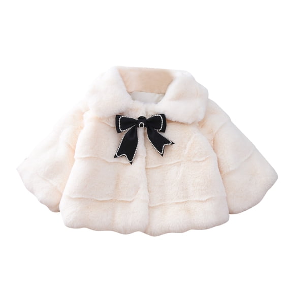 CAIVO Kids Child Toddler Baby Girls Long Sleeve Patchwork Solid Color Bowknot Winter Coats Jacket Outer Outwear Clothes Stylish Outerwear