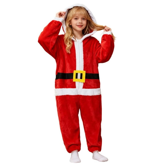 CAIVO Kids Children Casual Jumpsuit Santa Elegant Style Party Outfit Holiday Parties Festive Events Long Sleeve O-Neck Lovely Santa Elk One-Pieces