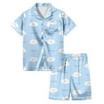 thumbnail image 1 of CAIVO Kids Children Painted Home Outfit Set Colorful Short Sleeve Blouse Shorts Girls Daily Birthday Clothes Sets, 1 of 5
