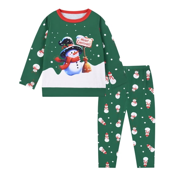 CAIVO Kids Christmas 2 Piece Pajama Sets Girls O-Neck Long Sleeve T-Shirts Pants Boys Xmas Loungewear Sleepwear