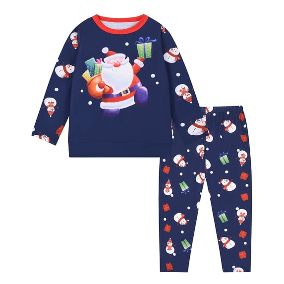 CAIVO Kids Christmas 2 Piece Pajama Sets Girls O-Neck Long Sleeve T-Shirts Pants Boys Xmas Loungewear Sleepwear
