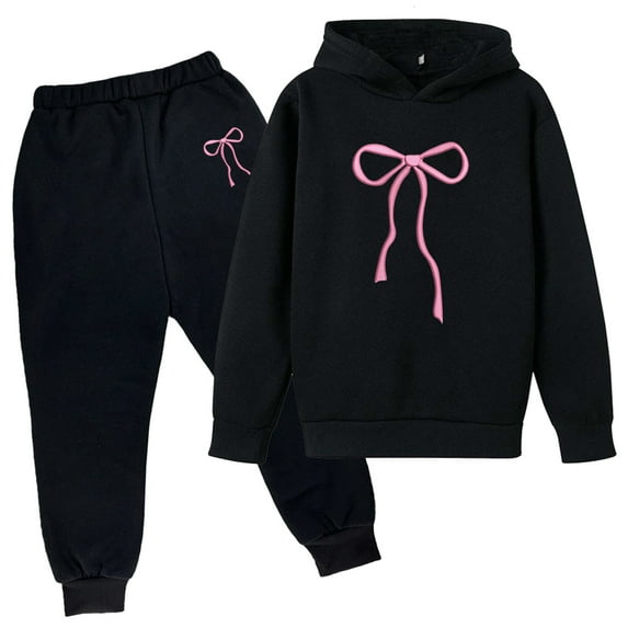 CAIVO Kids Fashion Floral Print Girls Matching Outfit Sets Soft Casual Long Sleeve Sweatshirt Tops Hoodie Trousers Pant Sets Leisure Clothing Sets