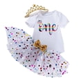 thumbnail image 1 of CAIVO Kids Girls Birthday Party Outfit Sets O-Neck Short Sleeve Romper Dress With Hair For Toddler First Year Celebration Photoshoot Cozy Clothes Sets, 1 of 4