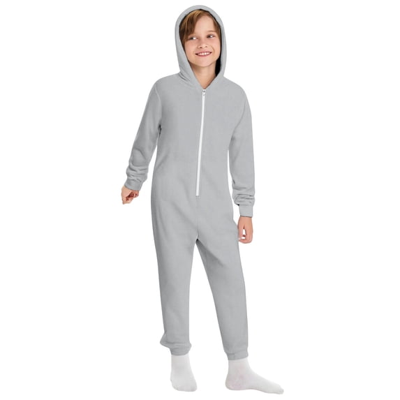 CAIVO Kids Girls Boys Solid Color Long Sleeve Zipper Sweatershirt Hooded Romper Jumpsuit Winter Onesie Jumpsuits For Children Lovely One-Pieces