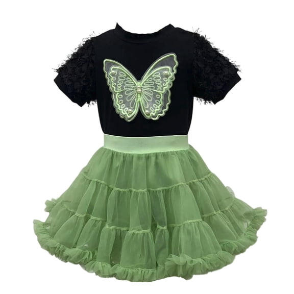 CAIVO Kids Girls Fashion Outfit Sets Cute Dress Short Sleeve T-Shirts Tops And Skirts Breathable Clothes Sets