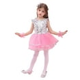 thumbnail image 1 of CAIVO Kids Girls Glitter Puff Sleeve Tutu Dress Performance Dance For Stage Party And Sparkly Leotard With Layered Skirt Outfit Sets Lovely Clothing Sets, 1 of 3