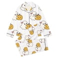 thumbnail image 1 of CAIVO Kids Girls Halloween Print Pajama Sets Lapel Long Sleeve Button Down Shirt With Pants 2 Piece Casual Home Loungewear, 1 of 5