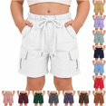 thumbnail image 1 of CAIVO Kids Girls Loose Fit Casual Shorts For Summer With Wide Leg Lightweight Solid Color Mid Length Design For Everyday Play And Activity Drawstring, 1 of 4