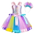 thumbnail image 1 of CAIVO Kids Girls Outfit Sets O-Neck Sleeveless Mesh Tutu Dress With Hair Holiday Clothes Sets, 1 of 9