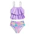 thumbnail image 1 of CAIVO Kids Girls Ruffle Bikini Swimsuit Two Piece With Floral Print Comfortable Stretch For Beach Pool Party Soft Summer Swimwear, 1 of 9