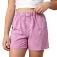 thumbnail image 1 of CAIVO Kids Girls Summer Casual Loose Fit Plaid Shorts Elastic Waist Wide Leg Breathable Shorts With Pockets Versatile Solid Color Bottoms For Holiday Travel, 1 of 4