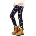 thumbnail image 1 of CAIVO Kids Girls Thermal Leggings Winter Base Layer Pants With Star And Bow Print Soft Fuzzy Warm Tights For Cold Weather Outdoor Comfort Stretch Fit Fashionable Everyday Wear Classic Trousers, 1 of 4