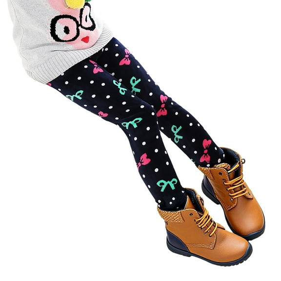 CAIVO Kids Girls Thermal Leggings Winter Base Layer Pants With Star And Bow Print Soft Fuzzy Warm Tights For Cold Weather Outdoor Comfort Stretch Fit Fashionable Everyday Wear Breathable Trousers