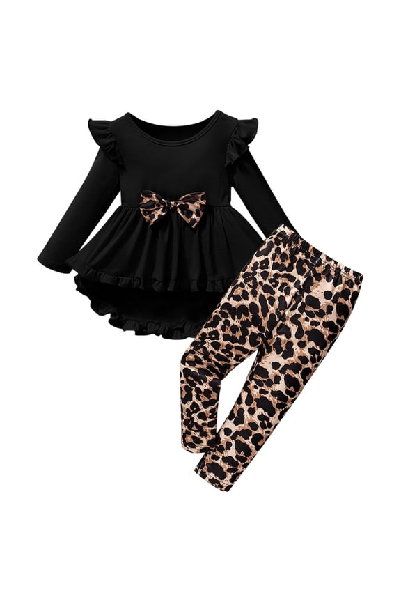 Kids Knit Girls Solid Color Round Neck Tiered Knit And Coordinating Leggings Casual Sporty Outfit Sets Everyday Comfort Clothing Sets