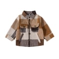 thumbnail image 1 of CAIVO Kids Long Sleeve Lapel Plaid Printed Jacket Blouse Shirt Tops Versatile Coats, 1 of 5