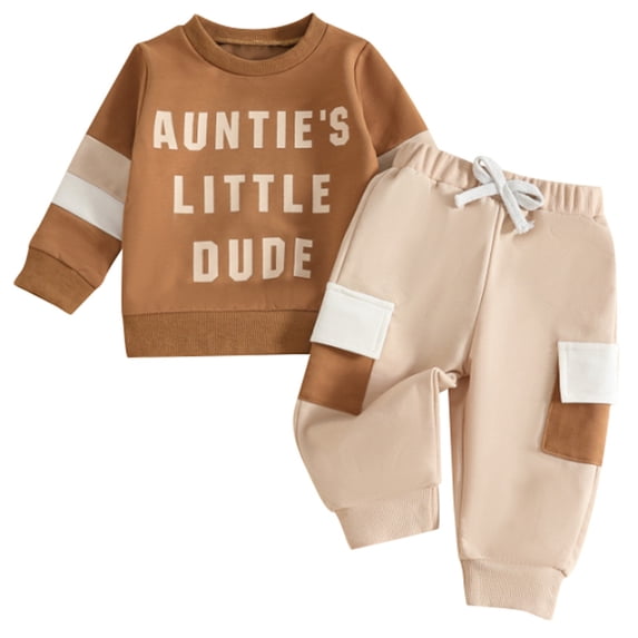 CAIVO Kids Outfit Sets Children Colorful Letter Patchwork Long Sleeved Casual Two Piece Set Tops Pants Birthday Clothing Sets