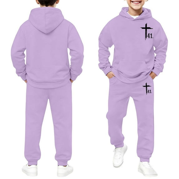CAIVO Kids Outfit Sets Fashion Letter Print Outfits Tracksuits Sweatsuit Long Sleeve Sweatshirt Tops Hoodie Trousers Pant Sets Comfortable Casual Two Piece Outfit School Birthday Clothes Sets