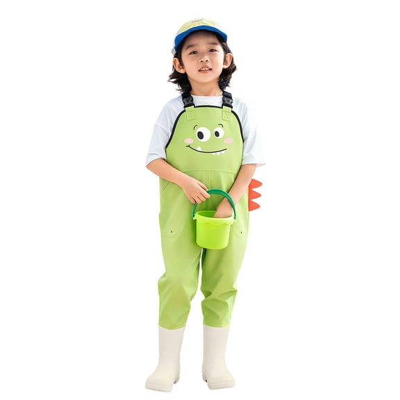 CAIVO Kids Rain Bib Pants Proof Suspender Trousers Rain Suit Waterproof One-Pieces Coverall Overalls For Girls Cartoon Kids Wading And Sand Play Gear For Beach Outdoor Adventures Jumpsuits