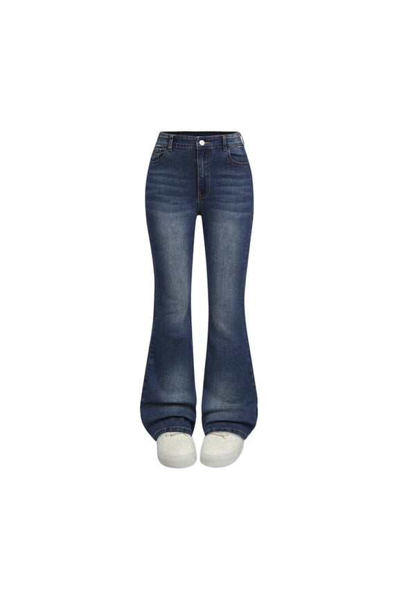 Kids Stretch Flare Jeans For Girls Comfortable Denim Pants Fashionable Casual Wear Elastic Waist Soft Fabric Durable Stitching Birthday Wear
