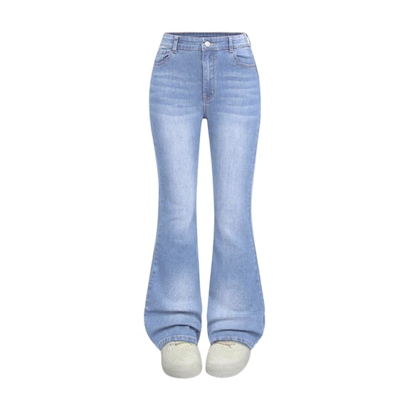 CAIVO Kids Stretch Flare Jeans For Girls Comfortable Denim Pants Fashionable Casual Wear Elastic Waist Soft Fabric Durable Stitching Cozy Wear
