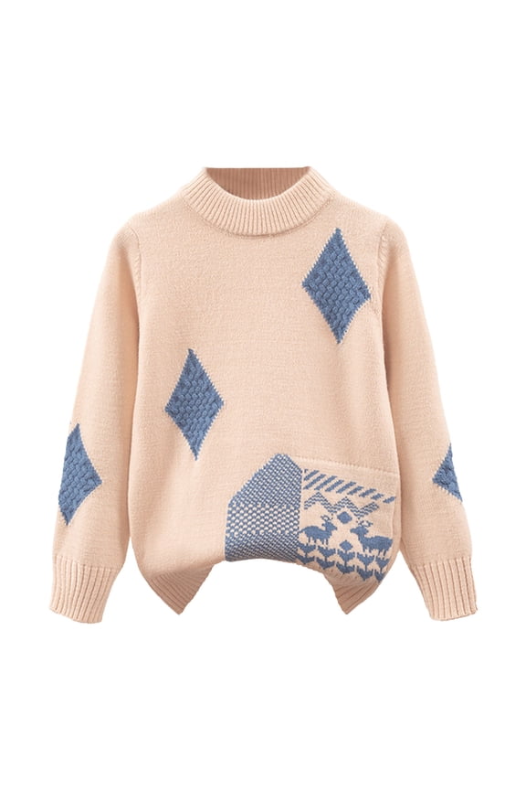 Kids Sweaters Knit Crewneck Long Sleeve Cartoon Panda Pullover Stylish Toddler Child Daily Wear