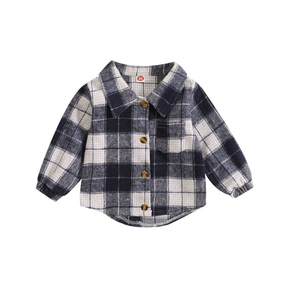 CAIVO Kids Toddler Baby Boys Autumn Winter Shirt Jacket Plaid Cotton Long Sleeve Button Down Boys Coats Clothes Outwear Soft Outerwear