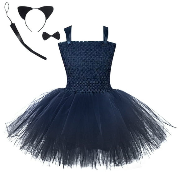 CAIVO Kids Toddler Baby Girls Dress Carnival Square Collar Spaghetti Tulle Princess Pageant Dress With Accessory Sets 4PCS Trendy Child Daily Wear