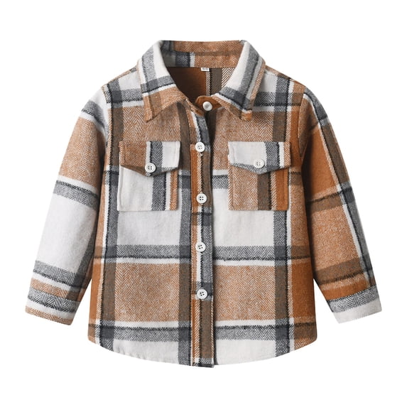 CAIVO Kids Toddler Baby Unisex Autumn Winter Plaid Tops Long Sleeve Coats Jacket Cardigan Clothes Cozy Outerwear