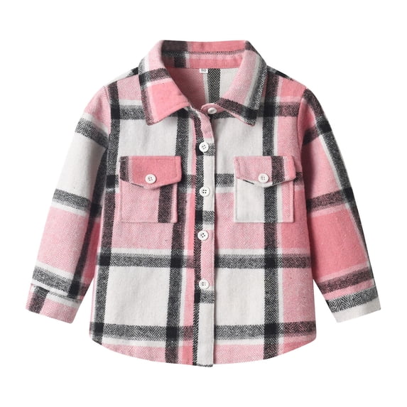 CAIVO Kids Toddler Baby Unisex Autumn Winter Plaid Tops Long Sleeve Coats Jacket Cardigan Clothes Trendy Outerwear