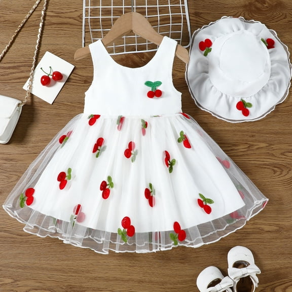 CAIVO Kids Toddler Girls Sleeveless O-Neck Embroider Bowknot Dress Clothes Classic Dresses