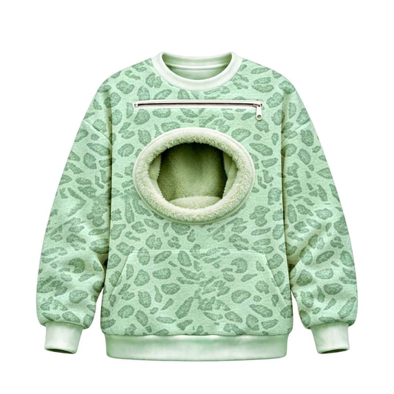 CAIVO Leopard Print Men Women Unisex Pet Pouch Hoodie Cat Sweatshirt with Zipper Pouch Pocket for Dogs Long Sleeve Tops