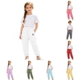 thumbnail image 1 of CAIVO Lightweight Girls Summer Pants With Pockets For Breathable Soft Kids Trousers For Outdoor Play Birthday Solid Color Bottoms, 1 of 8