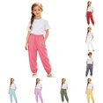 thumbnail image 1 of CAIVO Lightweight Girls Summer Pants With Pockets For Breathable Soft Kids Trousers For Outdoor Play Fashionable Solid Color Bottoms, 1 of 8