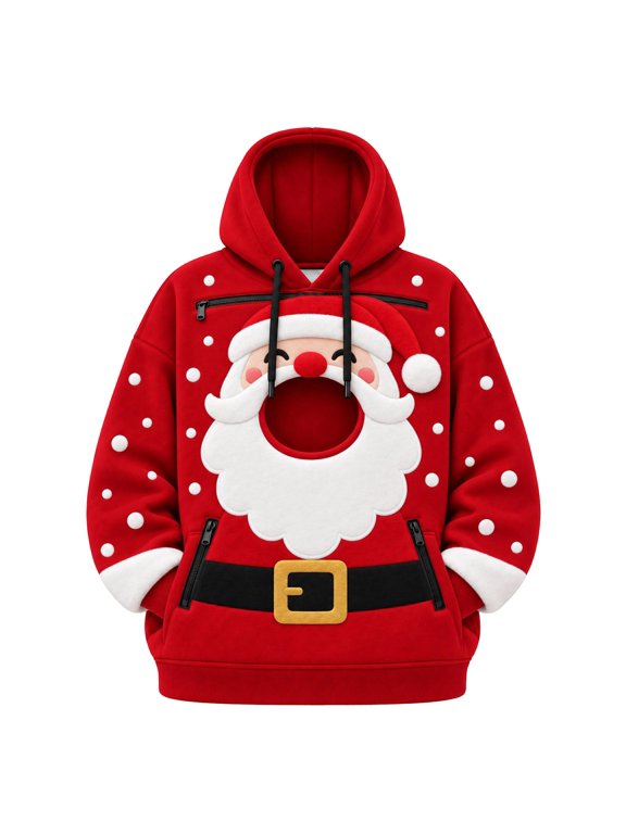 Men Women Unisex Christmas Pet Pouch Hoodie Snowman Sweatshirt with Pocket for Dogs Cats With Zipper Pockets For Holiday Party Tops