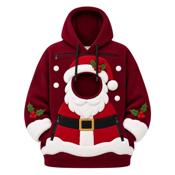 CAIVO Men Women Unisex Christmas Pet Pouch Hoodie Snowman Sweatshirt with Pocket for Dogs Cats With Zipper Pockets For Holiday Party Tops
