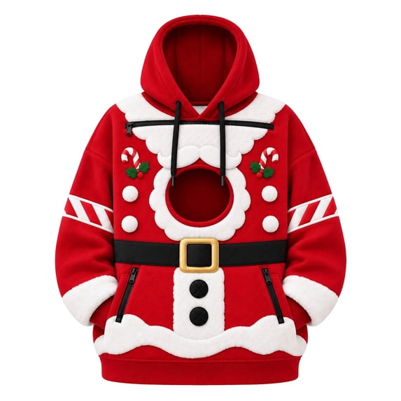 CAIVO Men Women Unisex Christmas Pet Pouch Hoodie Snowman Sweatshirt with Pocket for Dogs Cats With Zipper Pockets For Holiday Party Tops