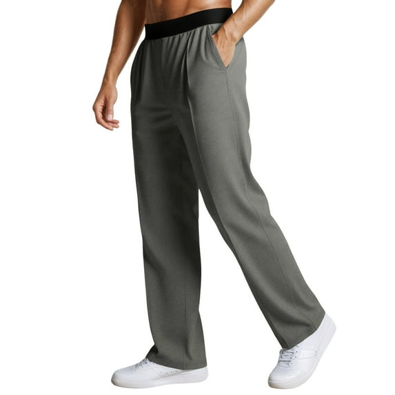 CAIVO Men's Casual Pants Solid Color Comfortable Stretch Knit Pants With Elastic Waistband For Daily Wear Home Outdoor Walking Straight Leg Design Cozy Wear