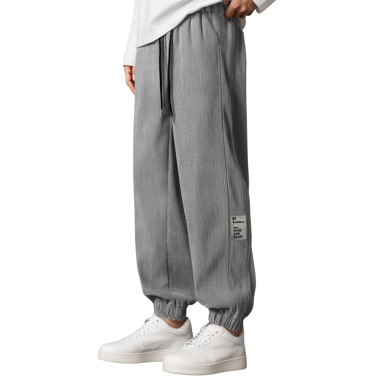 CAIVO Men's Casual Pants Solid Color Relaxed Fit Corduroy Trousers For ...