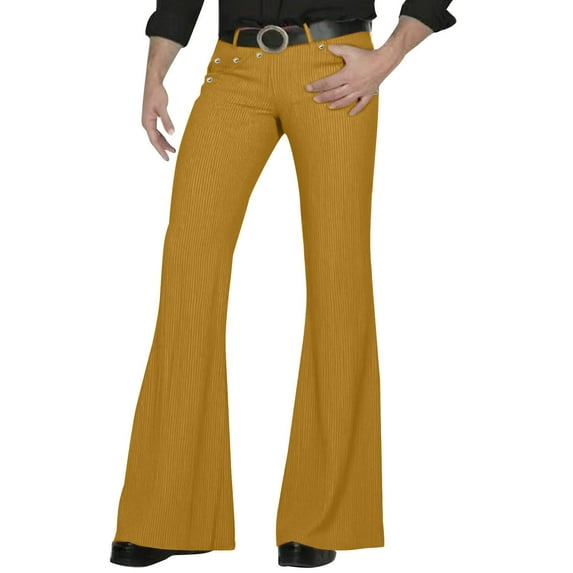 CAIVO Men's Casual Pants Solid Color Retro Wide Leg Stretch Flare Trousers Elastic Comfortable Streetwear Performance Bottoms Stylish Wear